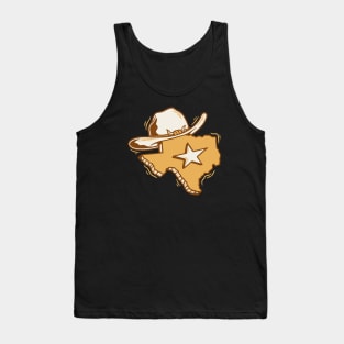 Retro Texas Illustration with Cowboy Hat and Lone Star Tank Top